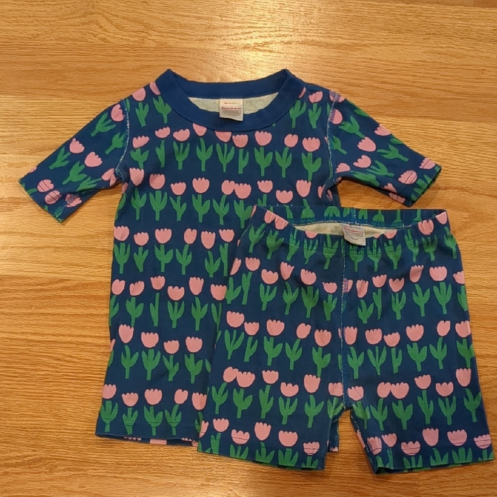 Kids Pajamas Set - Blue and Pink Tulip Design